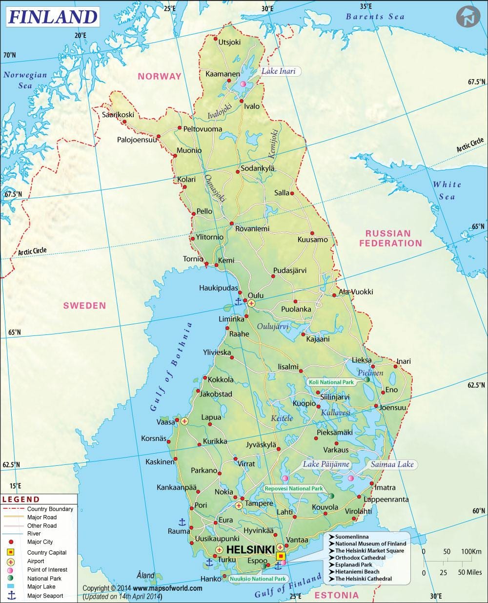 Mapa Fínsko geografia