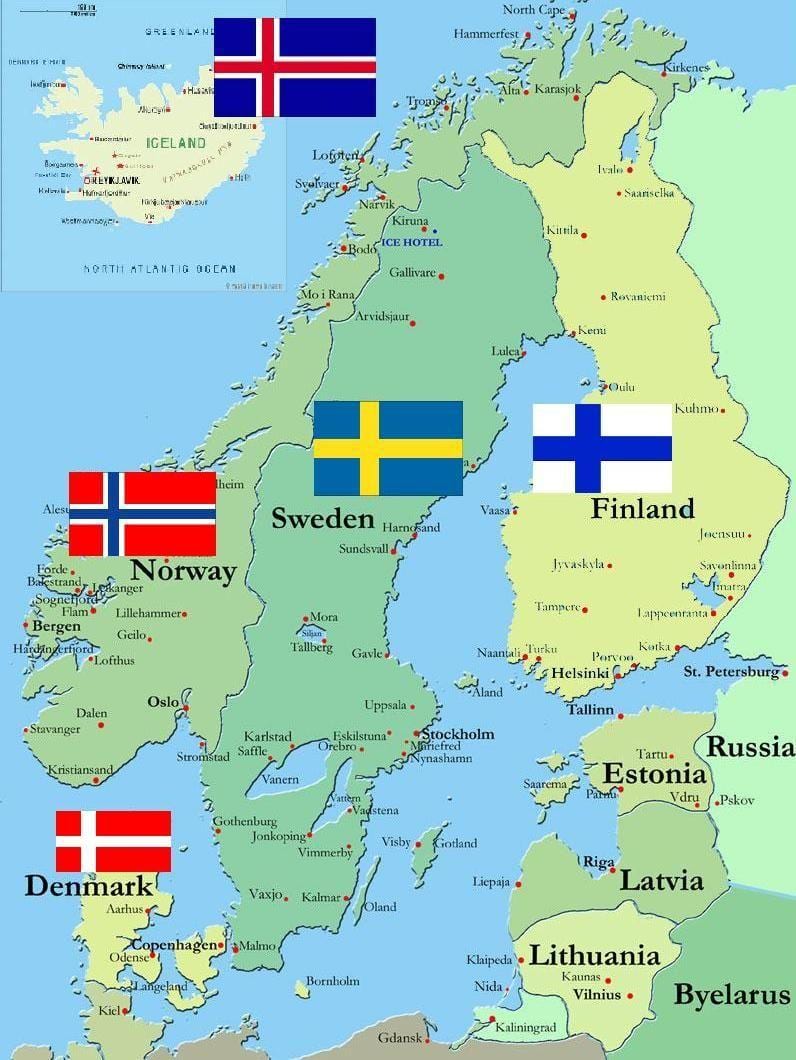 Mapa krajiny Fínsko