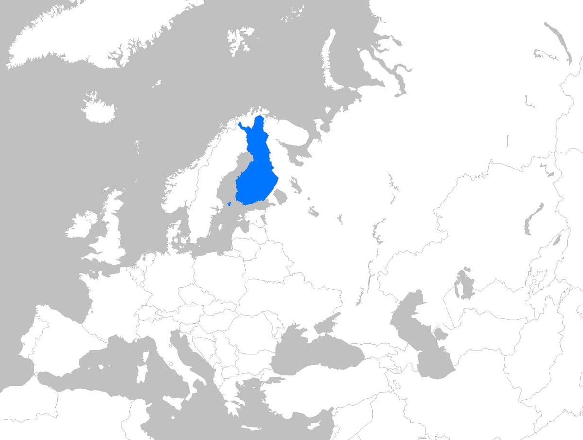 Fínsko na mape európy
