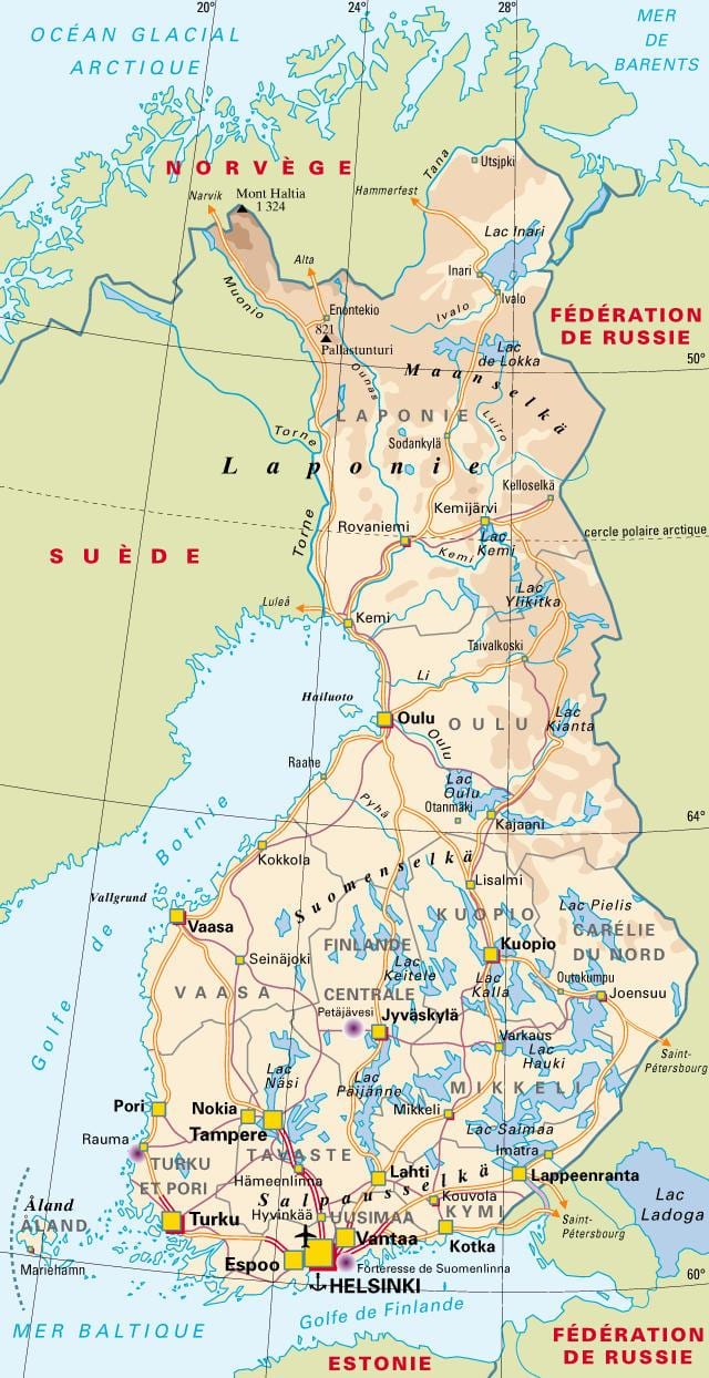 Mapa Fínsko národné parky