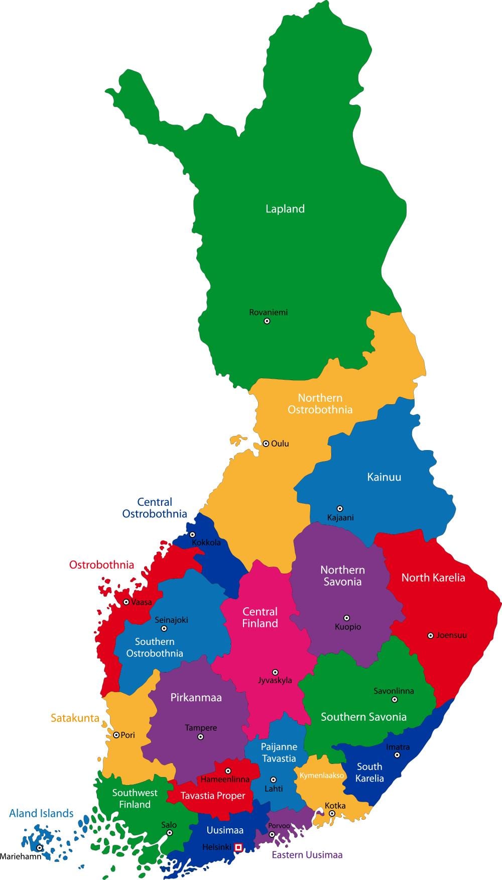 Fínsko provincií mapu