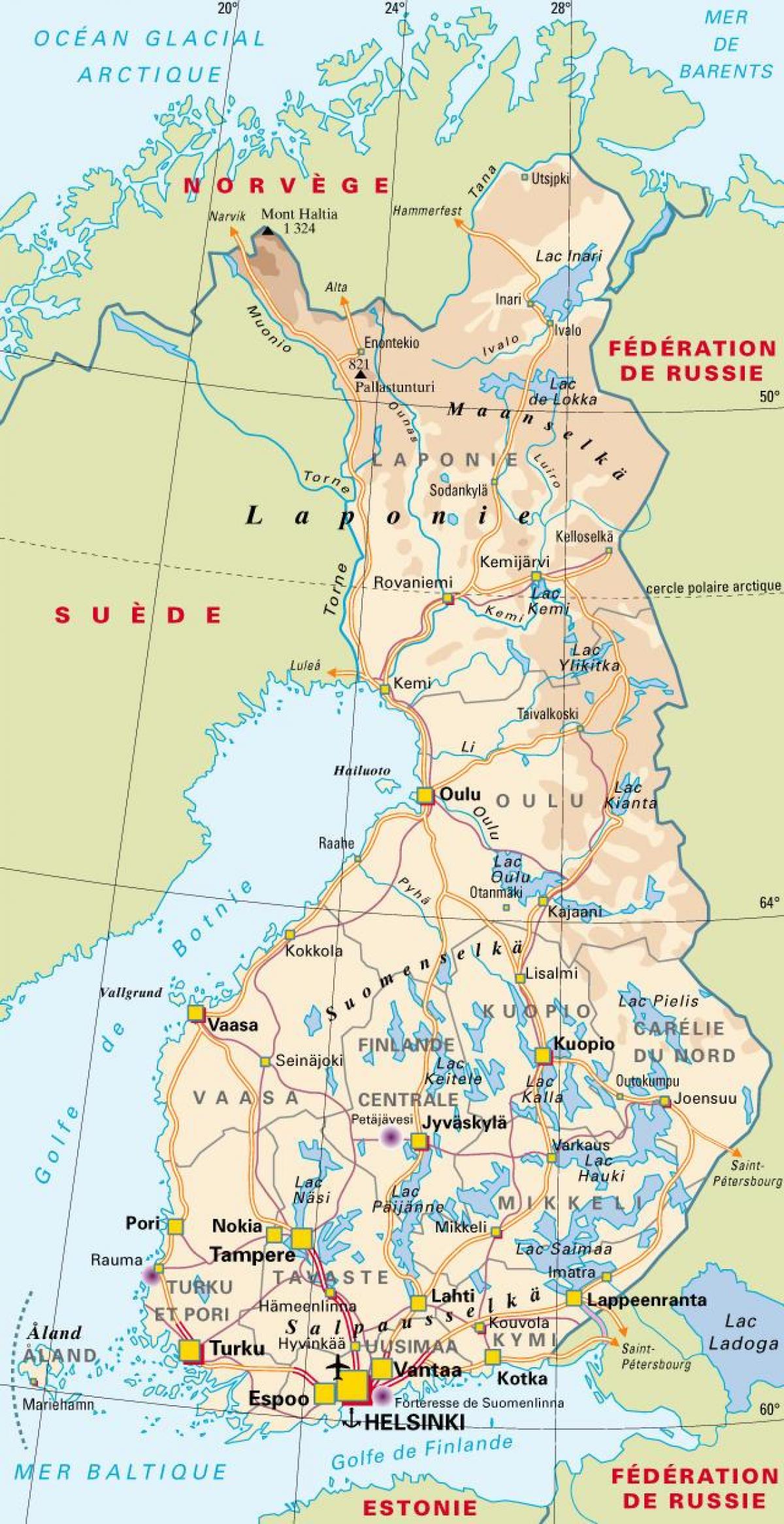 Mapa Fínsko národné parky