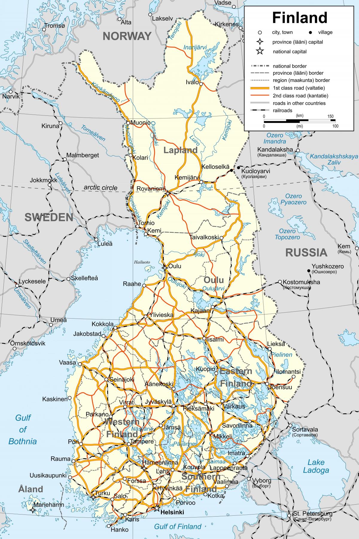 Mapa Fínsko politické