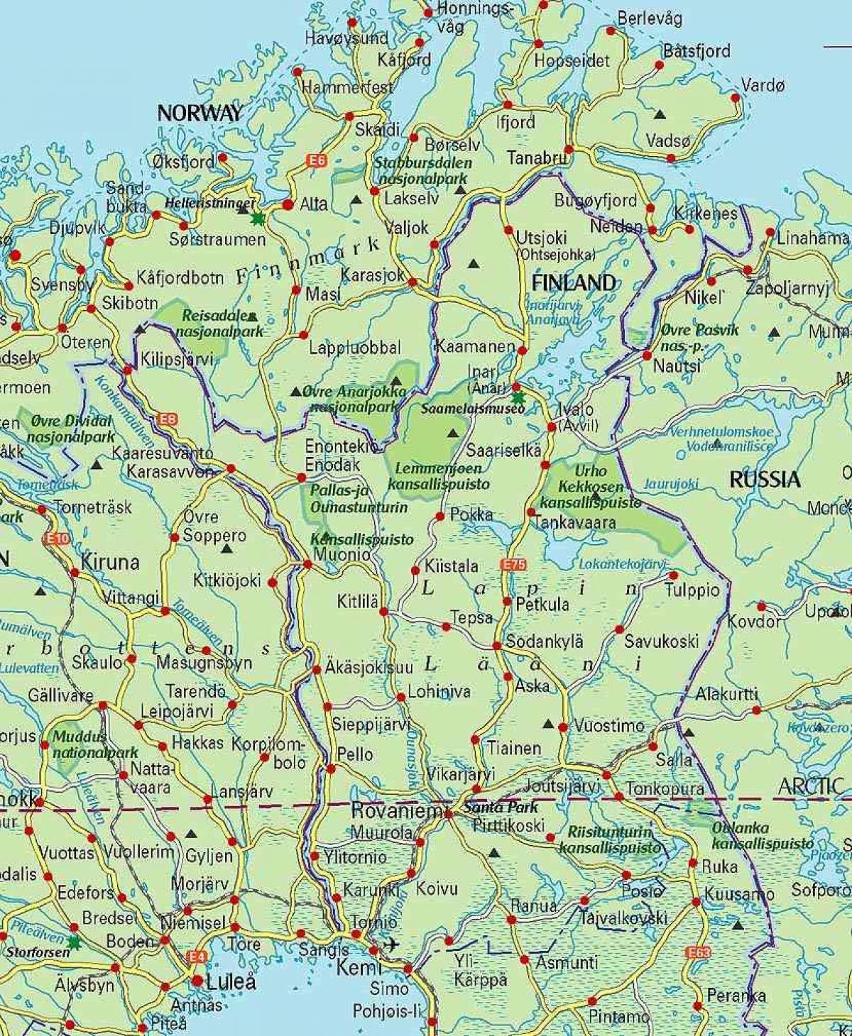mapa Fínsko a laponsko