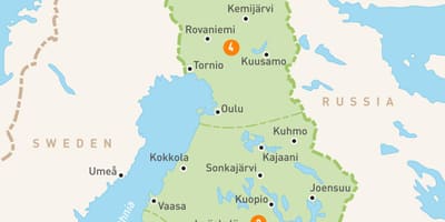 Mapa Fínsko jazier