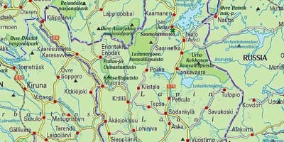 Mapa Fínsko turistika